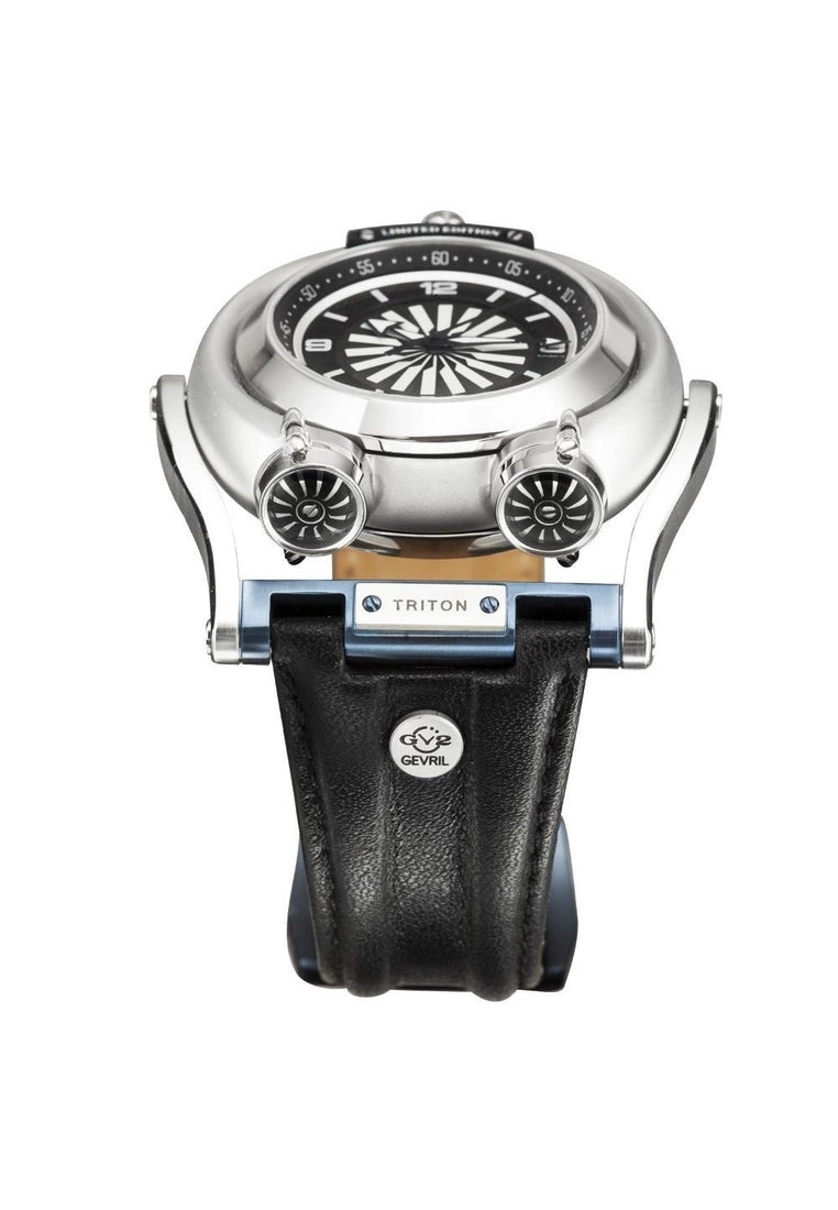 Gevril GV2 Triton Men's Black Dial Calfskin Black Leather Watch 2 Gevril GV2 Triton Men's Black Dial Calfskin Black Leather Watch - Image 2