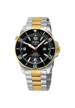 Gevril Men's Canal Street 316L Stainless Steel Case, Black/White Dial, 316L Stainless Steel Bracelet.