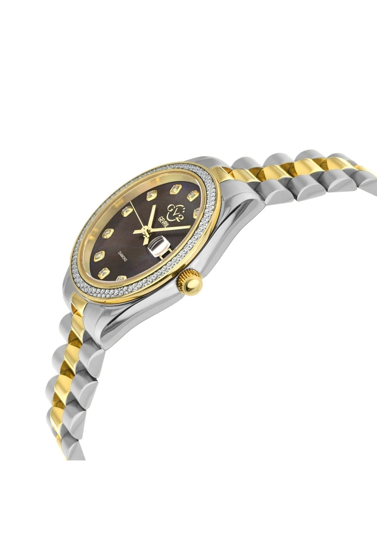 Gevril GV2 Women's Turin Diamond, Chocolate Brown MOP Dial, Two toned IPYG Stainless Steel Watch 2 Gevril GV2 Women's Turin Diamond, Chocolate Brown MOP Dial, Two toned IPYG Stainless Steel Watch - Image 2