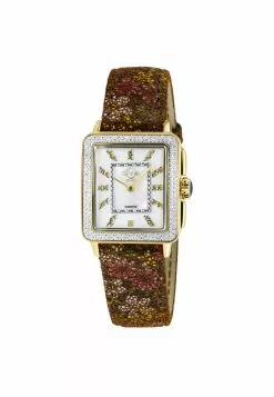 Gevril GV2 Womens Padova Gemstone White Dial, Tan Floral Leather Strap