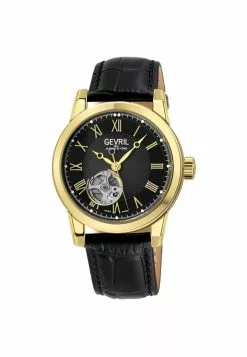 Gevril Men's Madison IPG black Dial Black Leather
