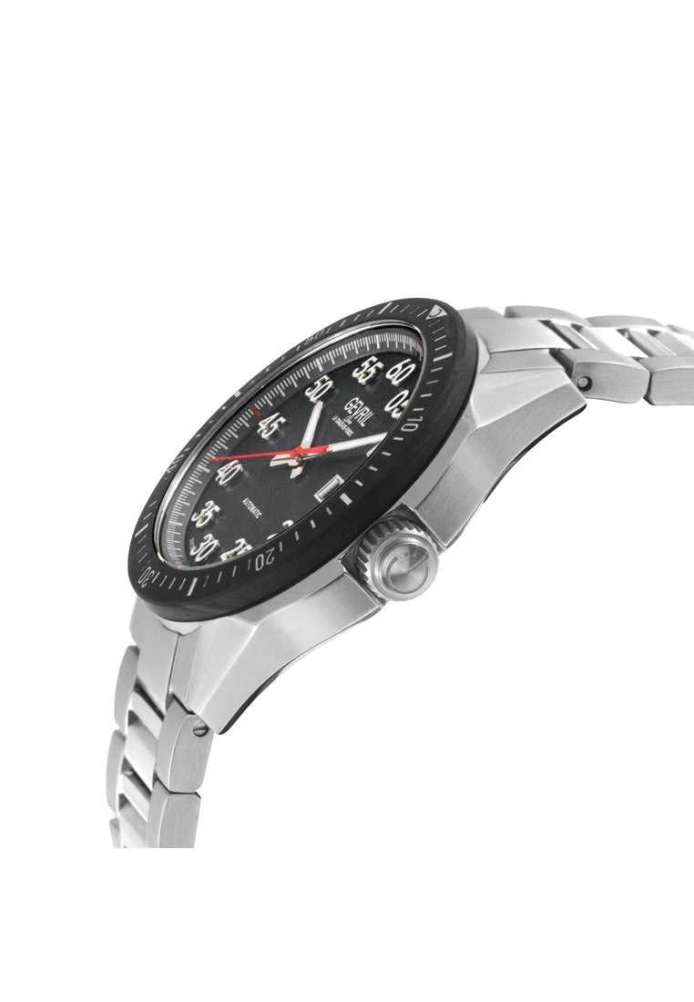 Gevril Men's Ascari Automatic Watch SS Case, Top ring in Black Forged Carbon, Stainless Steel Bracelet 2 Gevril Men's Ascari Automatic Watch SS Case, Top ring in Black Forged Carbon, Stainless Steel Bracelet - Image 2