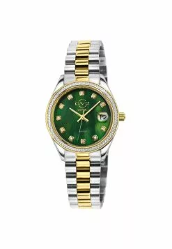 Gevril GV2 Women's Turin Diamond, Green MOP Dial, Two toned IPYG Stainless Steel Watch