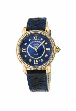 Gevril GV2 Womens Marsala 9862 Swiss Quartz Diamond Blue Leather Watch