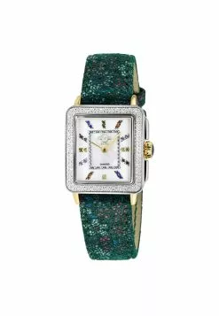 Gevril GV2 Womens Padova White Dial, Green Floral Leather Strap