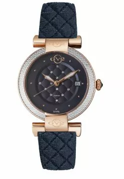 Gevril GV2 Berletta Womens Blue Dial Blue Vegan Quilted Strap Watch
