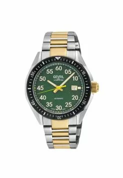 Gevril Men's Ascari Automatic Watch SS Case, Top ring in Black Forged Carbon, Stainless Steel/ IPYG Bracelet