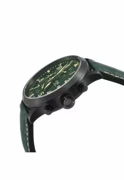 Gevril Men's Vaughn 316L Stainless Steel Black Case, Green Dial, Genuine Elbamat Olive Leather Watch -Gevril Sales Shop gevril 0418 6348436 3