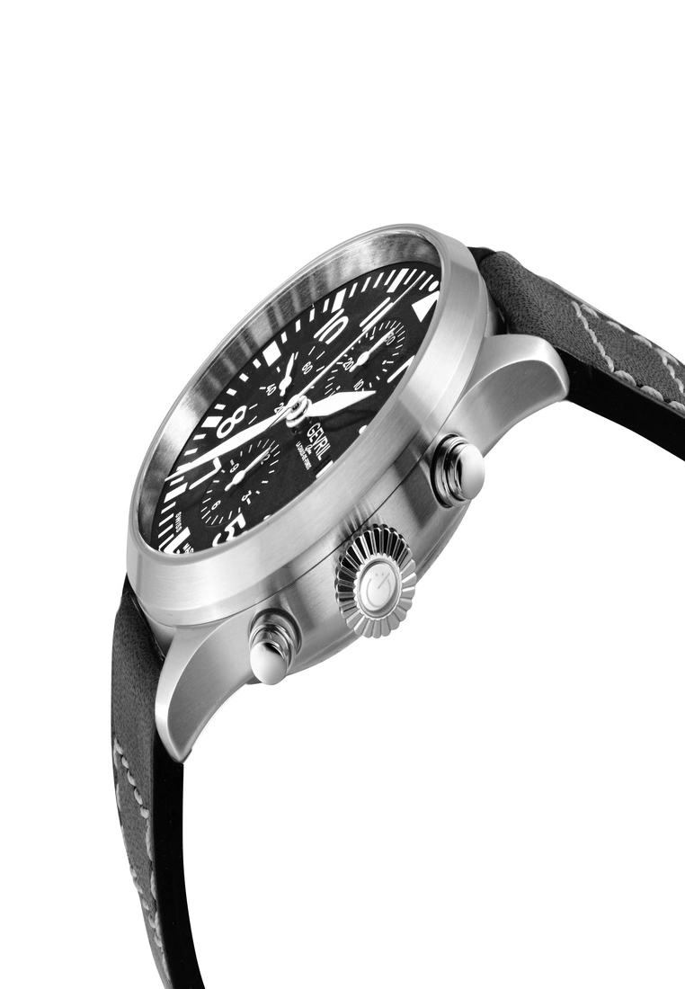 Gevril Men's Vaughn 316L Stainless Steel Case, Black Dial, Genuine Elbamat Black Leather Watch 3 Gevril Men's Vaughn 316L Stainless Steel Case, Black Dial, Genuine Elbamat Black Leather Watch - Image 3