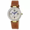 Gevril GV2 Women's Piemonte Stainkess Steel Case, White dial, Diamond Watch, Genuine Handmade Italian Brown Leather Strap