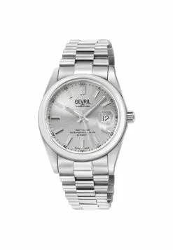 Gevril Men's Automatic West Village Silver Sunray Dial Stainless Steel Bracelet