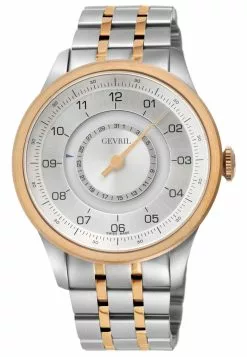 Gevril Jones St. Men's Swiss Automatic, SS Case,RG Bezel White Dial, Two toned SS IPRG Bracelet Watch