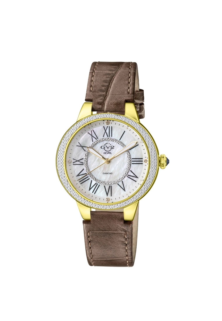 Gevril GV2 Astor II Women's MOP Dial IPYG Beige strap Watch 1 Gevril GV2 Astor II Women's MOP Dial IPYG Beige strap Watch