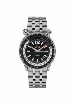Gevril Men's Wallabout Black Dial Stainless Steel Watch