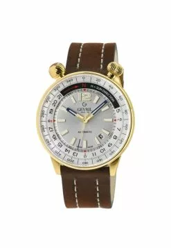 Gevril Men's Wallabout Silver Dial Leather Strap Watch