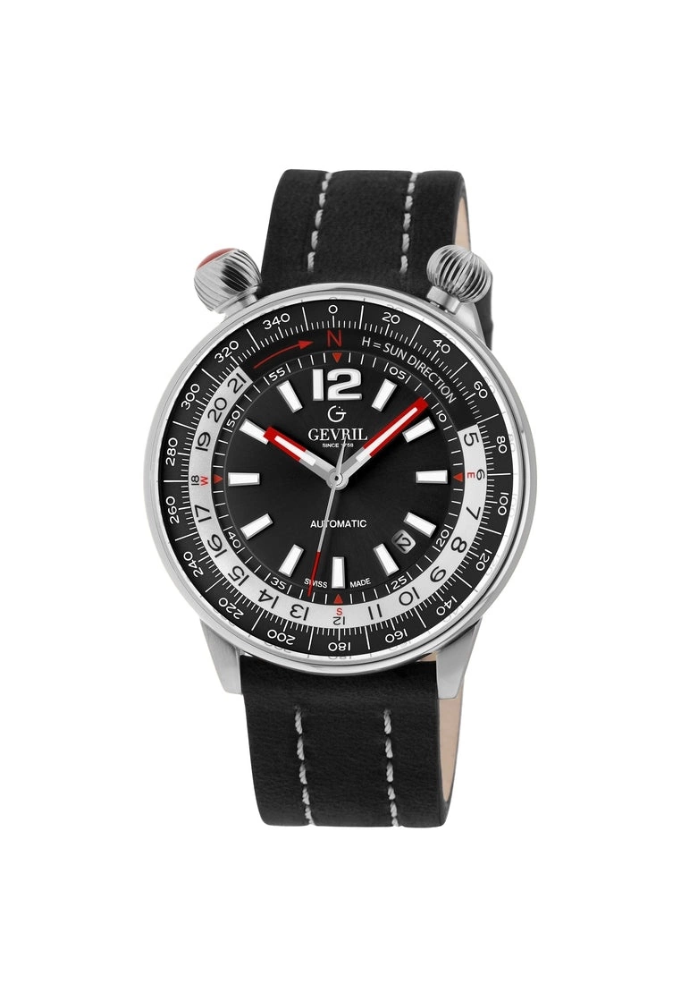 Gevril Men's Wallabout Black Dial Stainless Steel Watch 1 Gevril Men's Wallabout Black Dial Stainless Steel Watch