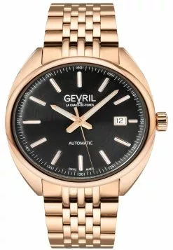 Gevril Five Points Men's 48703 Swiss Made Automatic Sellita SW200 Rose Gold Stainless Steel Luminous Date Watch