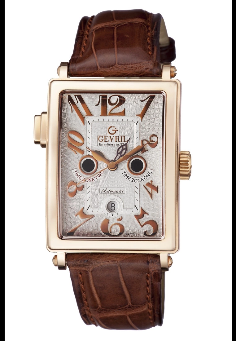 Gevril Men's Avenue of Americas Serenade Silver Dial Leather Watch 1 Gevril Men's Avenue of Americas Serenade Silver Dial Leather Watch