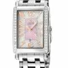 Gevril Ave of Americas Mini Women’s Stainless Steel Diamond Case, Pink MOP Dial Watch