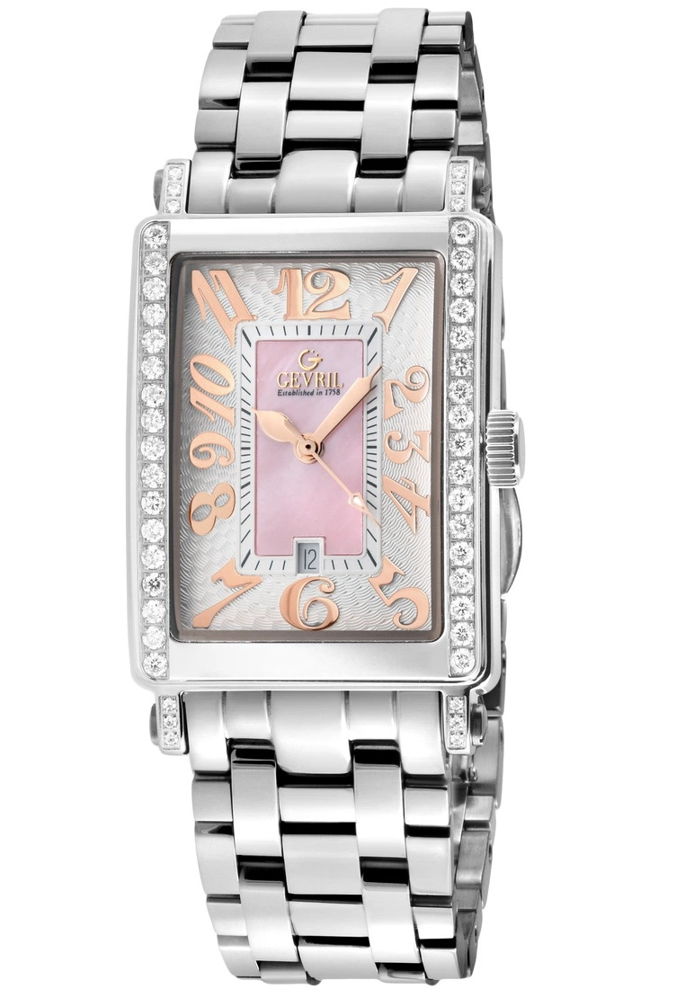Gevril Ave of Americas Mini Women’s Stainless Steel Diamond Case, Pink MOP Dial Watch 1 Gevril Ave of Americas Mini Women’s Stainless Steel Diamond Case, Pink MOP Dial Watch