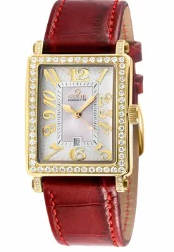 Gevril Ave of Americas Mini Women’s IPYG Stainless Steel DIamond Case,White MOP Dial Watch ....