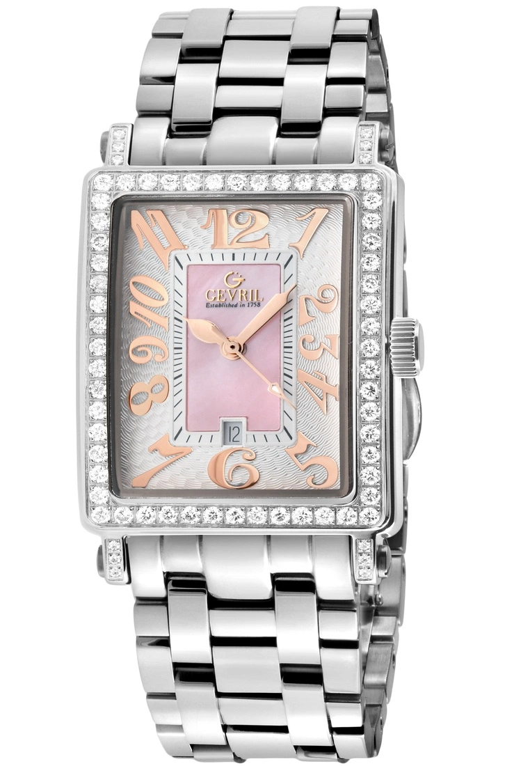 Gevril Ave of Americas Mini Women’s Stainless Steel Diamond Case, Pink MOP Dial Watch 1 Gevril Ave of Americas Mini Women’s Stainless Steel Diamond Case, Pink MOP Dial Watch