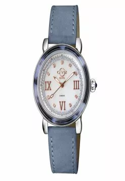 Gevril GV2 Women's Marsala Tortoise Mother Of Pearl Dial, Demin Suede Watch