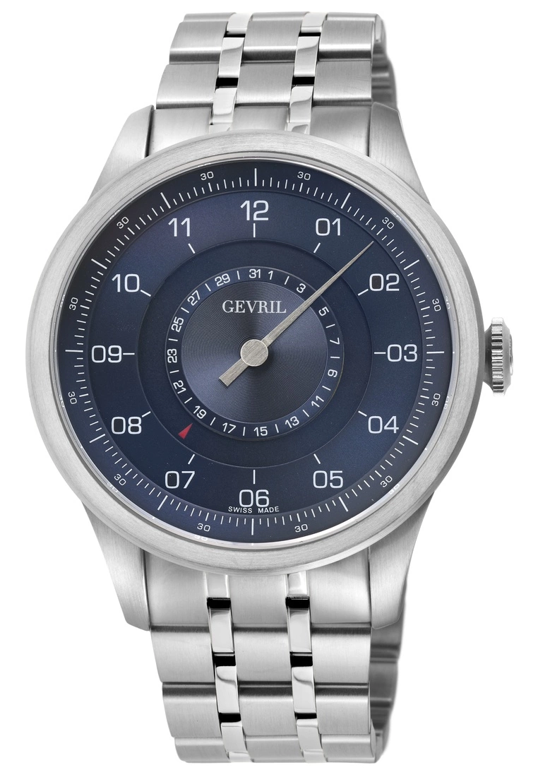 Gevril Jones St. Men's Swiss Automatic, SS Case, Navy Dial, 316L Stainless Steel Bracelet Watch 1 Gevril Jones St. Men's Swiss Automatic, SS Case, Navy Dial, 316L Stainless Steel Bracelet Watch