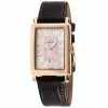 Gevril Ave of Americas Mini Women’s Rose Stainless Steel Case, Pink MOP Dial Watch..Genuine Burgundy Leather Strap.