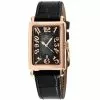 Gevril Ave of Americas Mini Women’s Rose Stainless Steel Case, Black MOP Dial Watch, Genuine Black Leather Strap.