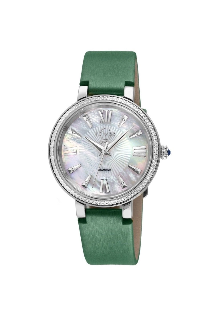Gevril GV2 Women's Genoa 12530S Swiss Quartz Mother of Pearl Diamond Green Leather Watch 1 Gevril GV2 Women's Genoa 12530S Swiss Quartz Mother of Pearl Diamond Green Leather Watch
