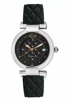 Gevril GV2 Berletta Womens Black Dial Black Vegan Quilted Strap Watch